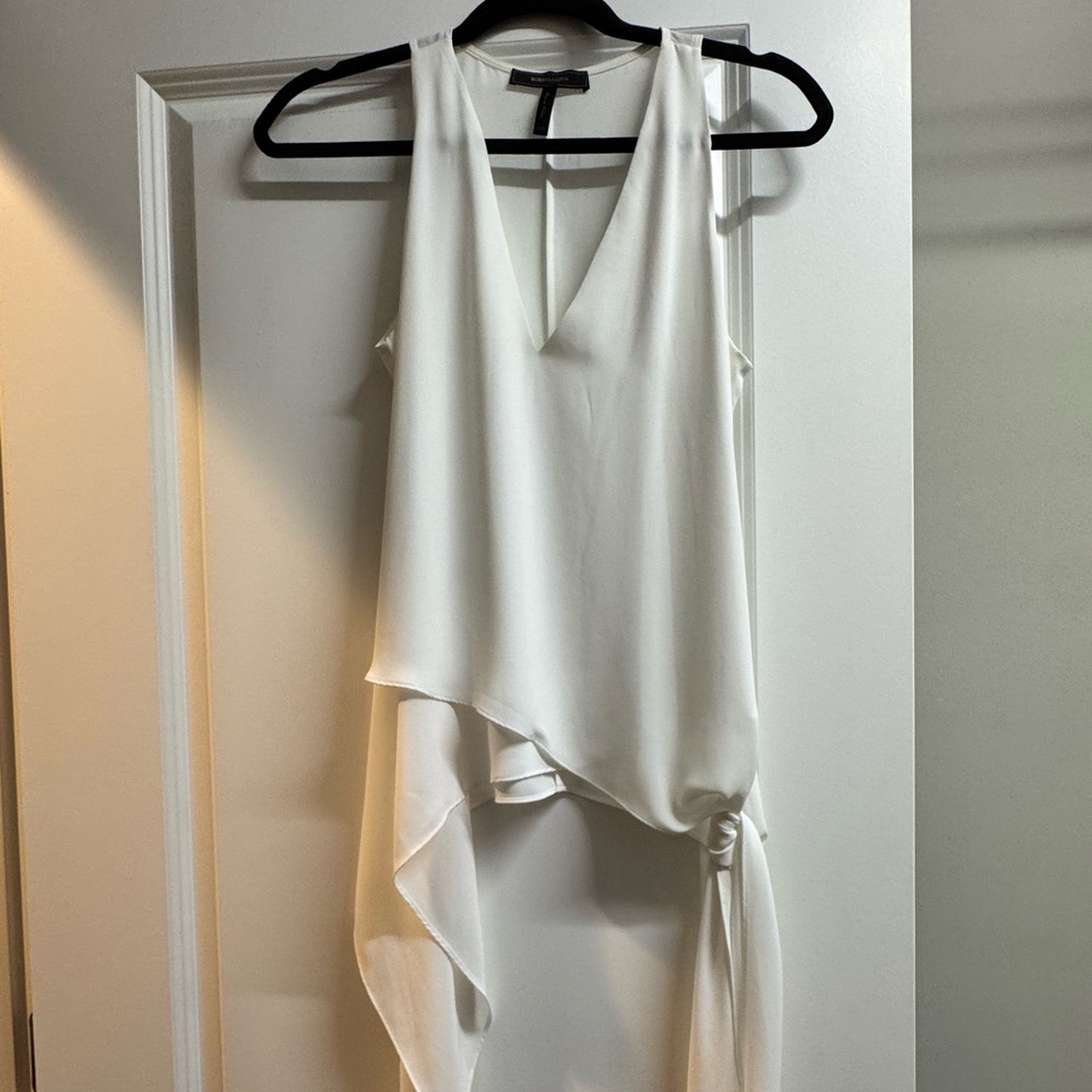 BCBG White Asymmetrical Blouse
